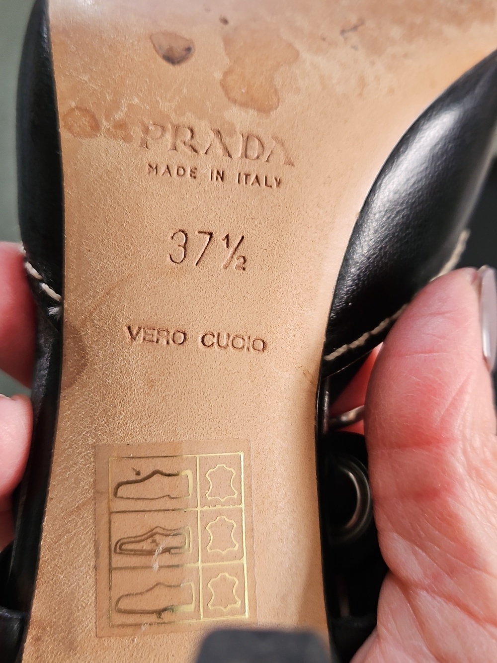 Prada Black Pointed Slingback Flats with Pink Insole - Picture 4 of 4